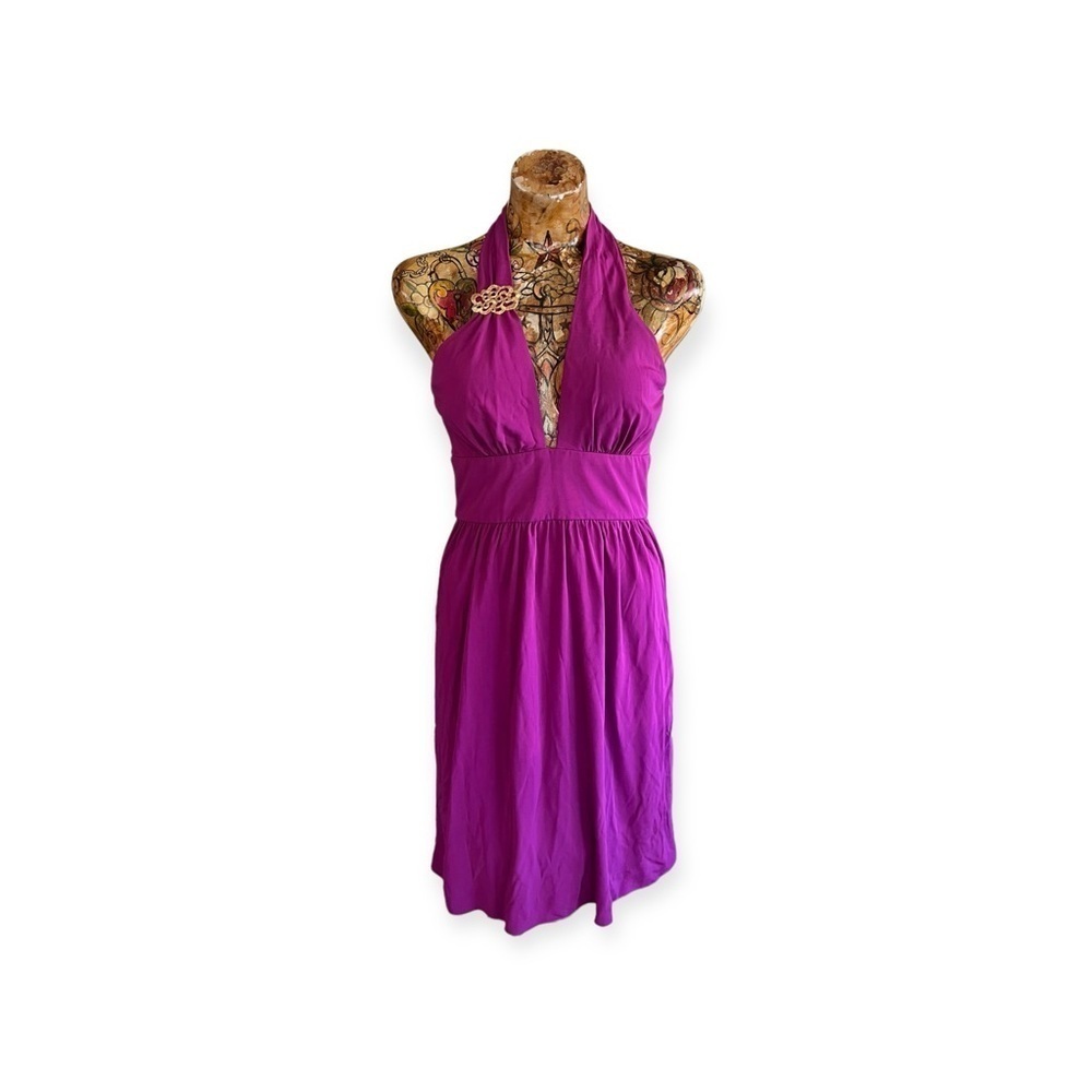 Trina Turk dress halter purple Sz 4 small party cocktail wedding prom
